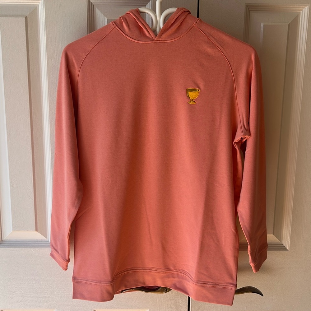 Peter Millar Presidents Cup Pine Youth Performance Hoodie Salmon